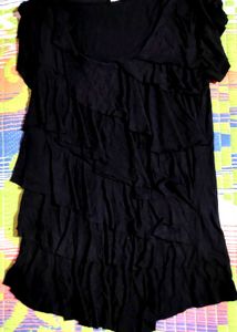 Ruffle Black T-Shirt