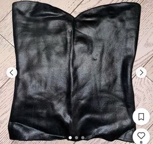 Zara Black Faux Leather Top