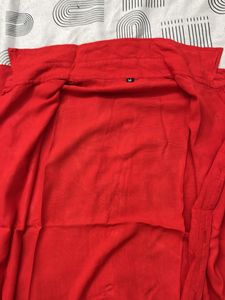 Red Mandarin Collar Blouse