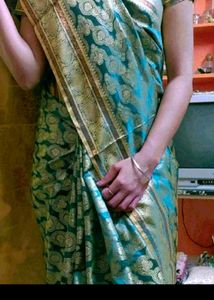 Teal &amp; Gold Patterned Fabric