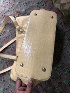 Lino Perros Yellow Crocs Handbag For Women