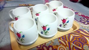 6 Pcs Cup & Tray Set