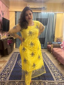 Yellow Embroidered Kurta Set