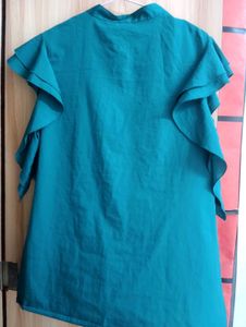 Ruffle Sleeve Green Blouse