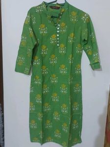 Green Printed Cotton Kurta