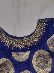 Navy Blue Long Ethnic Frick