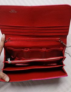 HERMES brand Hot Pink And Dark Grey Clutch With String