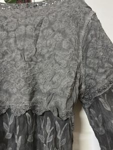 Gray Lace Peplum Top