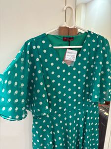 Green Polka Dot Midi Dress