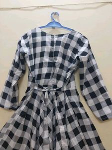 White &amp; Black Check Dress
