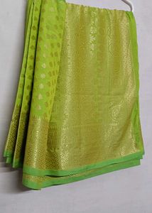 Lime Green Banarasi Silk Saree