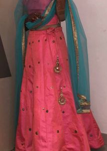 Pink &amp; Teal Lehenga