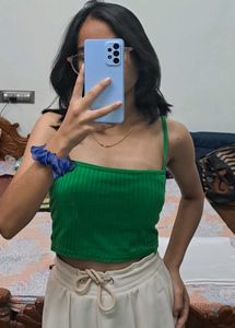Green Ribbed Tank Top