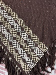 Brown Knit Fringe Poncho