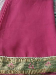 Pink Saree With Border No Blouse