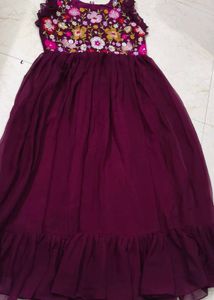 Purple Embroidered Party Gown