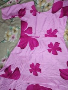 New Floral Print Pink Ethnic Gown