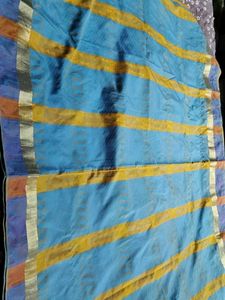 Yellow Blue Banarasi Saree