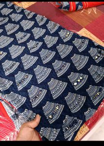 Blue Printed Kurti With Loose Plazzo