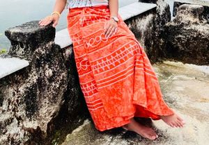 Orange Patterned Skirt