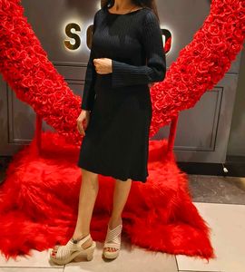 Black Knit Midi Dress
