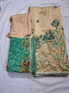 Green Golden Heavy Bridal Lehenga