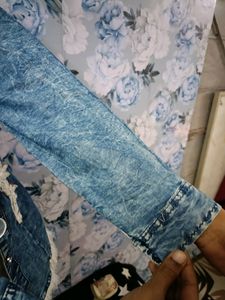 Denim Jacket With Lace