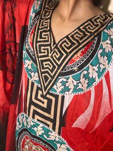 Red Printed Kaftan Dress