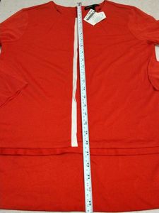women Red Top with Zipper Detail