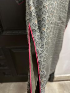 Grey Printed Kurta With Dupatta