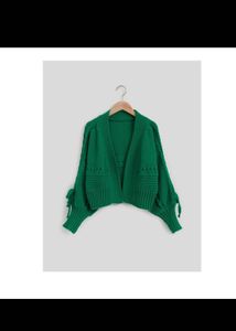 Stylish Green Cropped Cardigan