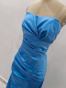 blue satin Gown