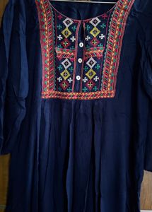 Navy Blue Thread Works Kurti