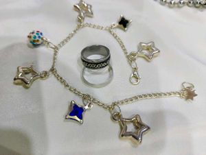 combo of bracelet and 2 rings .