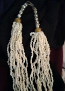White Beaded Layered Necklace