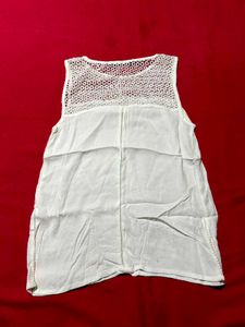 ZARA BASIC White Lace Panel Sleeveless Top