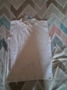 White Sleeveless Mock Neck Top