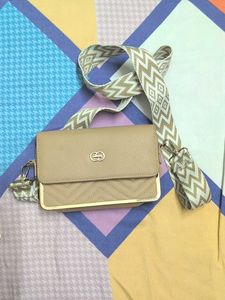 Elegant Nude Clutch with Gold Accents