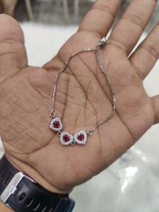 Pure Silver Heart Bracelet For Women