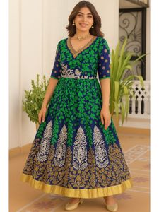 Royal Blue Embroidered Anarkali – Custom Stitched