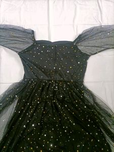 Sweetheart Neck Star Mesh net Fit and Flare Dress