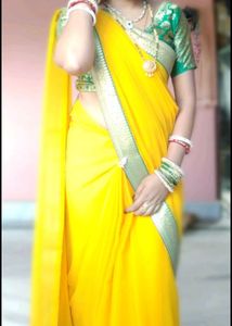 Chiffon Yellow Beautiful Saree