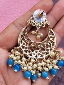 Royal Blue Kundan Chand Bali Set