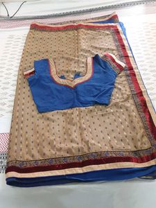 Blue Khakhi Gorgeous Saree