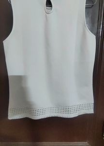 Women White Net Top