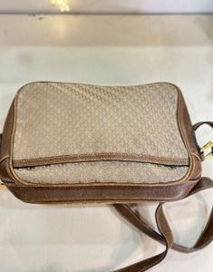 Auth Gucci Vintage 1973 Logo Gold Plated Bag
