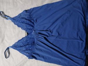 Blue Lace Trim Lingerie Top