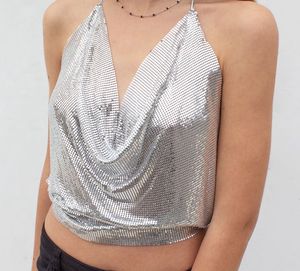 H&amp;M Sparkly Silver Halter Top