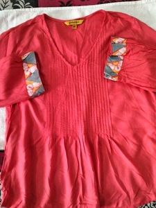 Coral V-Neck Top