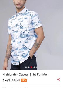 White And Blue Printed Shirt For Men